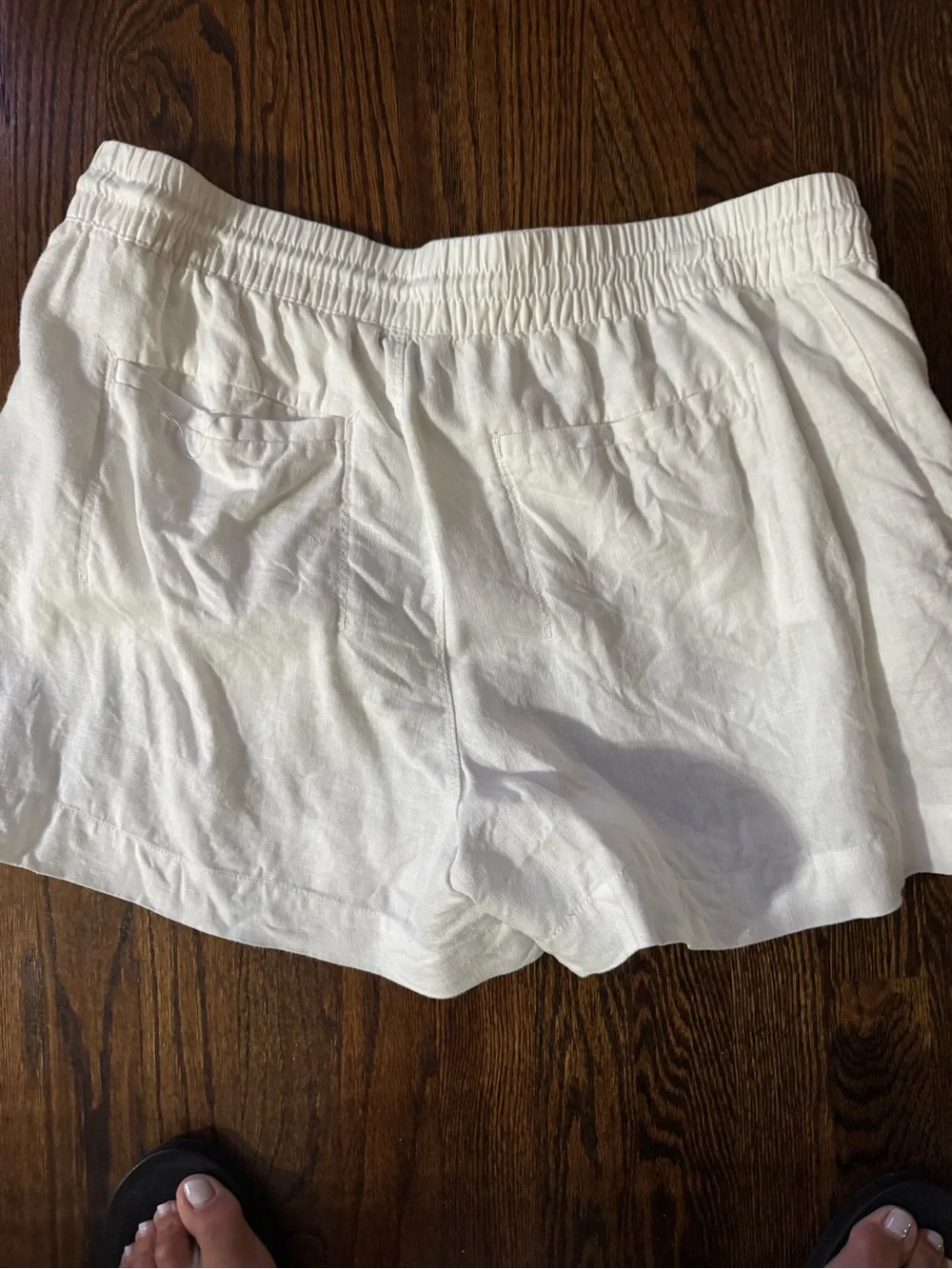 Athleta White Drawstring Linen-Blend Bermuda Shorts